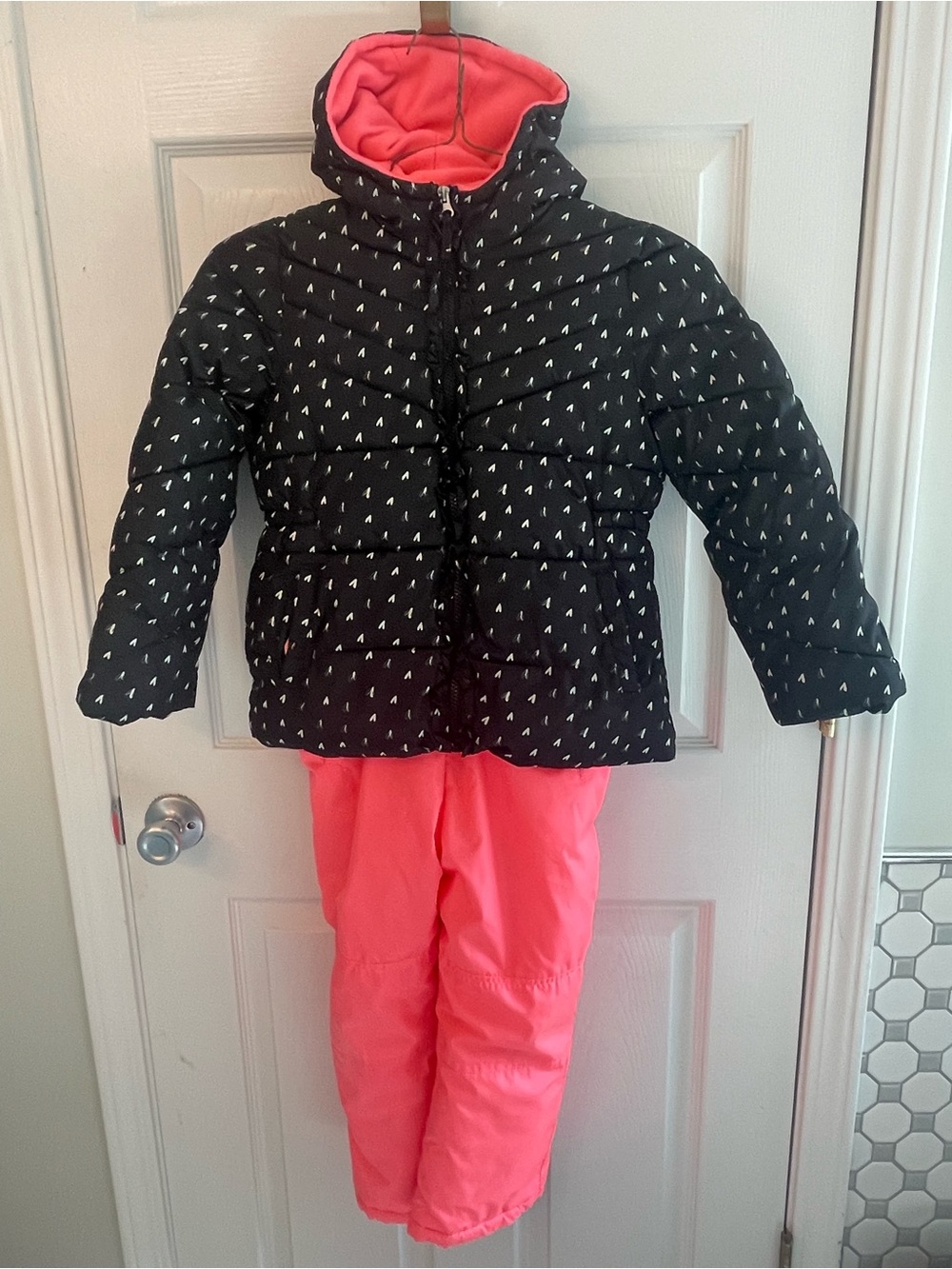 Pink Platinum Girls Neon Coral Pink Snow Bib Overalls